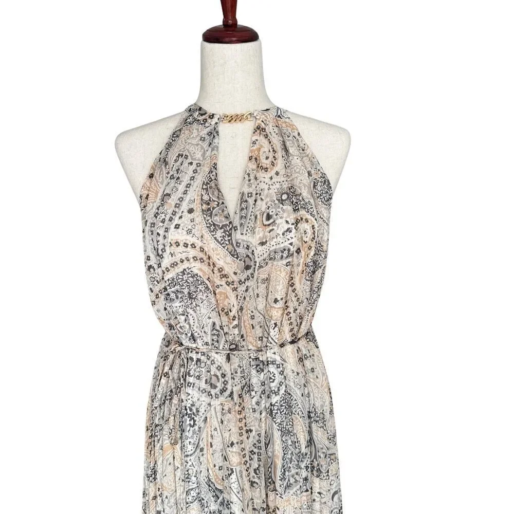 NWT Ann Taylor Halter Top Lined Maxi Pleated Flowing Dress Med - Picture 9 of 16